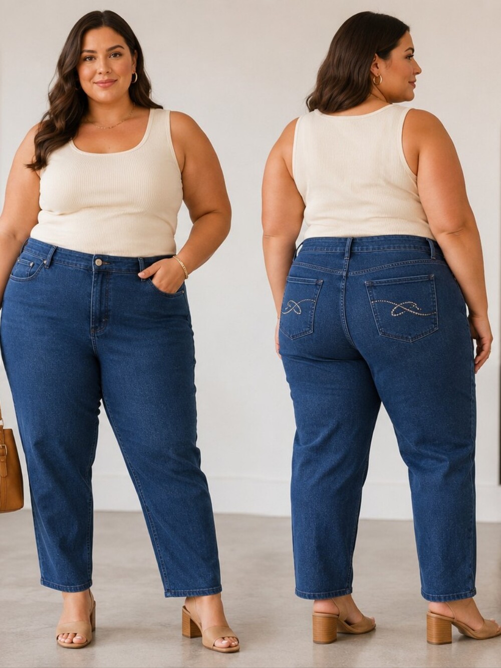 Just My Size Classic Fit Denim Jeans – Women’s Plus Size 24W Cropped Straight Le